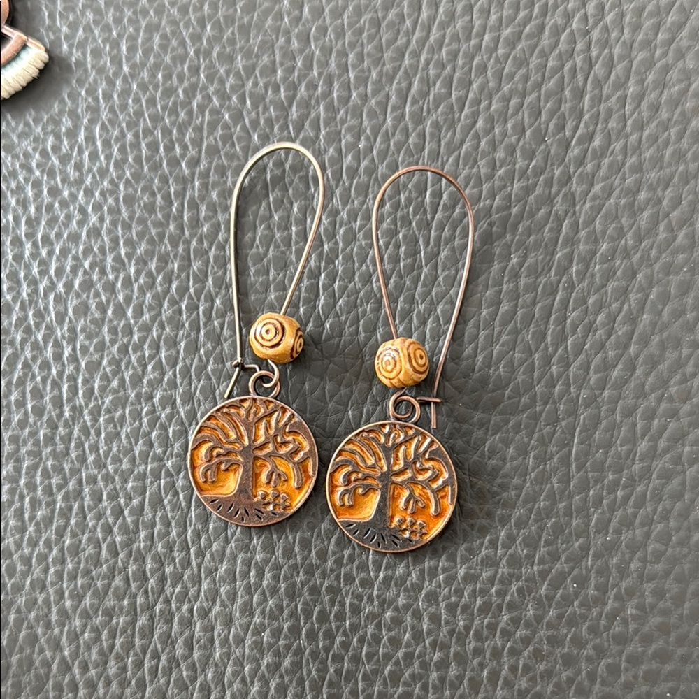 Tree of Life Earrings in Bronze and Gold
